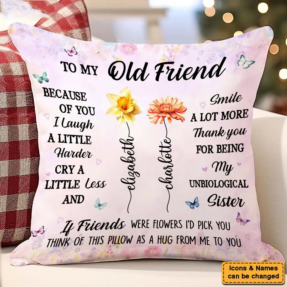 Personalized Friends Birth Flowers Pillow 