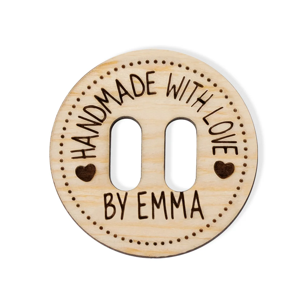 Personalized Handmade with Love Wooden Buttons Set of 10 Clothing Labels Gift for Mother Grandma Knitting Crocheting Lovers