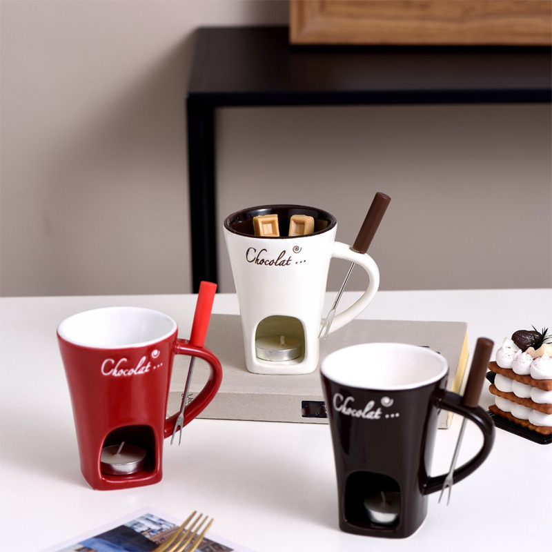 Ceramic chocolate cup with candle holder