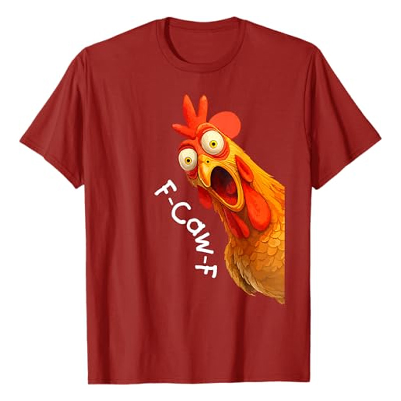 Cotton short-sleeved shirt with rooster print