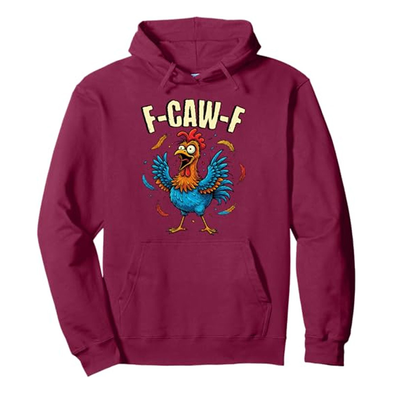 Funny rooster print sweatshirt with hood