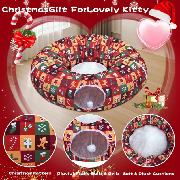 New Christmas Foldable Pet Tunnel