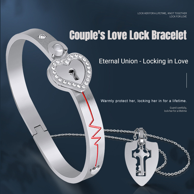 Couple's Bracelet and Love Lock Set