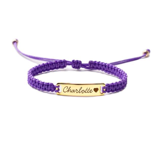 Personalized Hand-Woven Cord Children's Identity Bracelet
