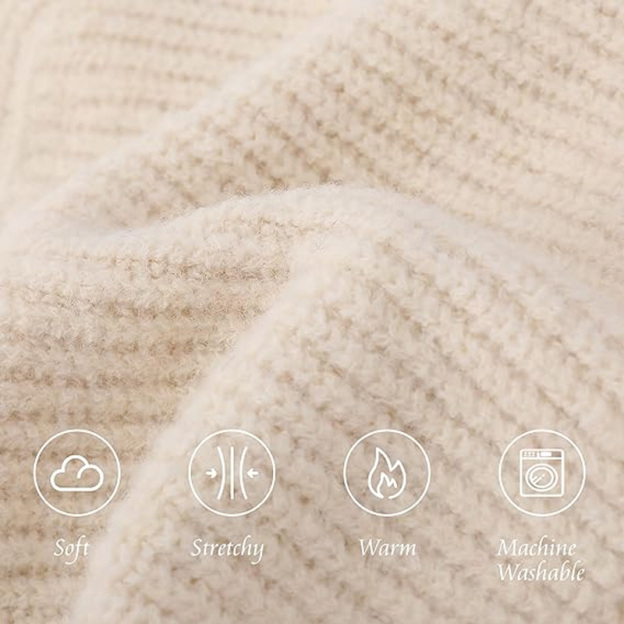 Thick knitted angled hood