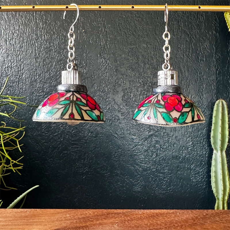Hand-painted colorful glowing earrings