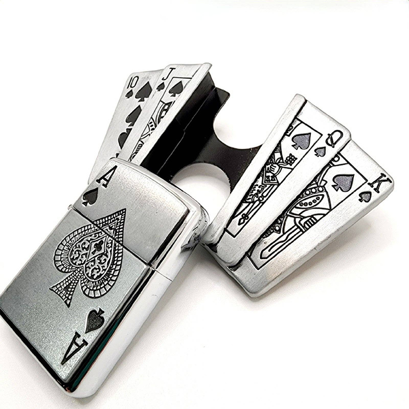 Stylish playing card lighter belt buckle