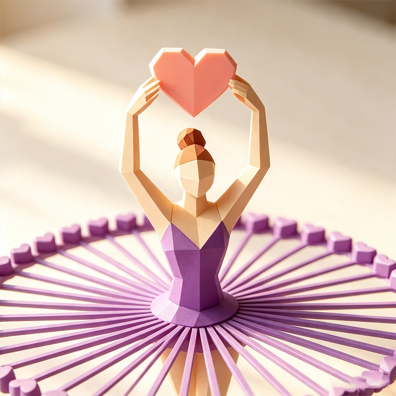 3D Printed Heart-Shaped Spinning Ballet Top