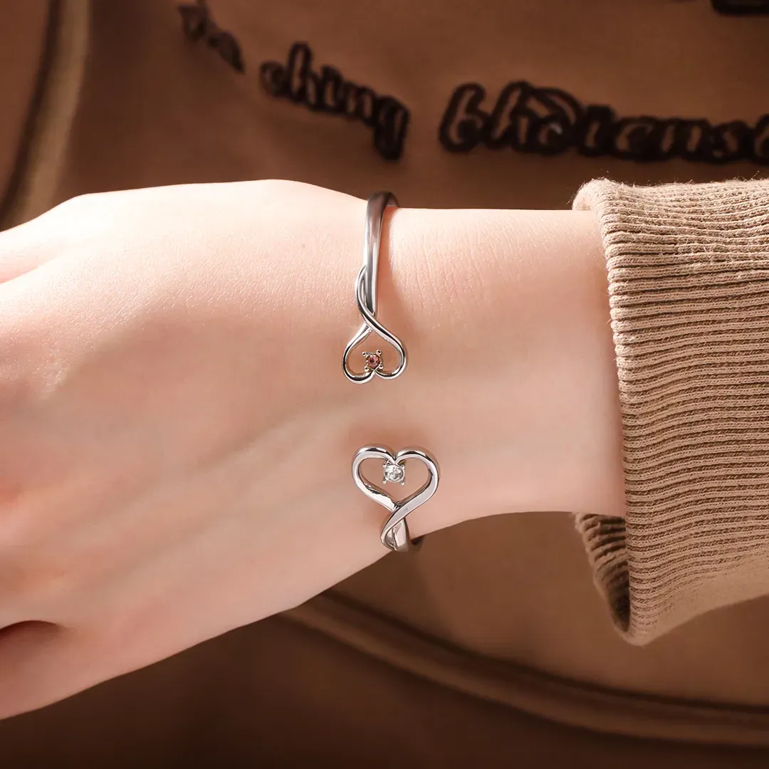 For Friend- You're My Favorite Bitch Double Hearts Custom Birthstones Bracelet