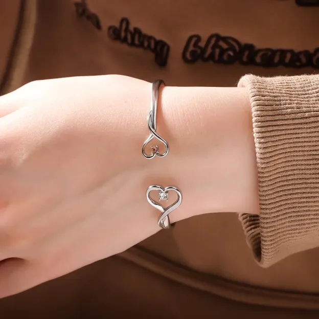 For Friend- You're My Favorite Bitch Double Hearts Custom Birthstones Bracelet