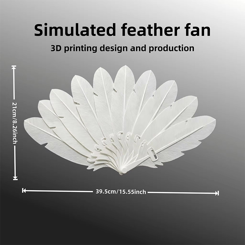 3D printed folding feather hand fan