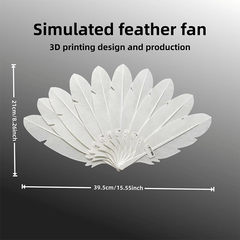 3D printed folding feather hand fan