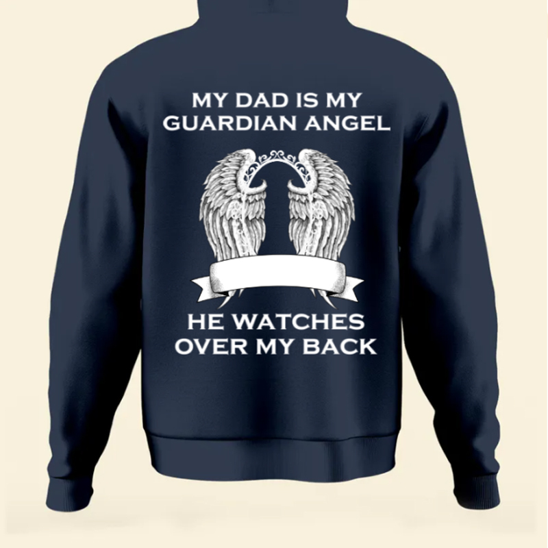 My Dad Is My Guardian Angel - Personalized Photo Back Printed Shirt