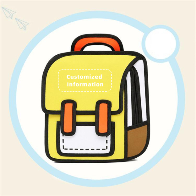 🎒Cute cartoon backpack, drawing style comic fun schoolbag