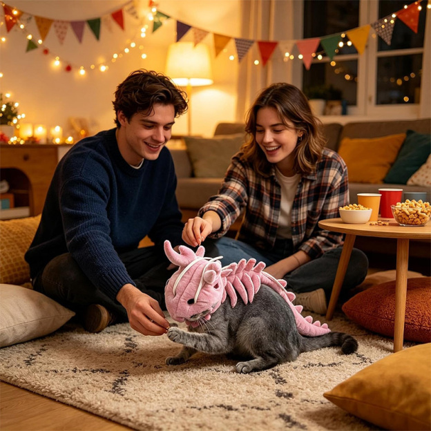 Kitten skeleton plush toy costume