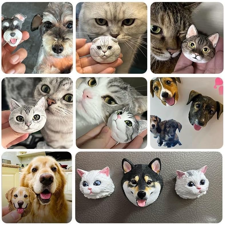 Customized Cute Pet Cartoon Fridge Magnets 3D Plaster Magnetic Stickers