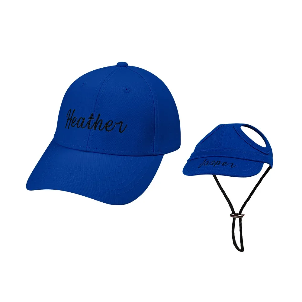 Personalized owner and dog embroidered name cap set, the perfect birthday gift for dog moms, dads and pet lovers