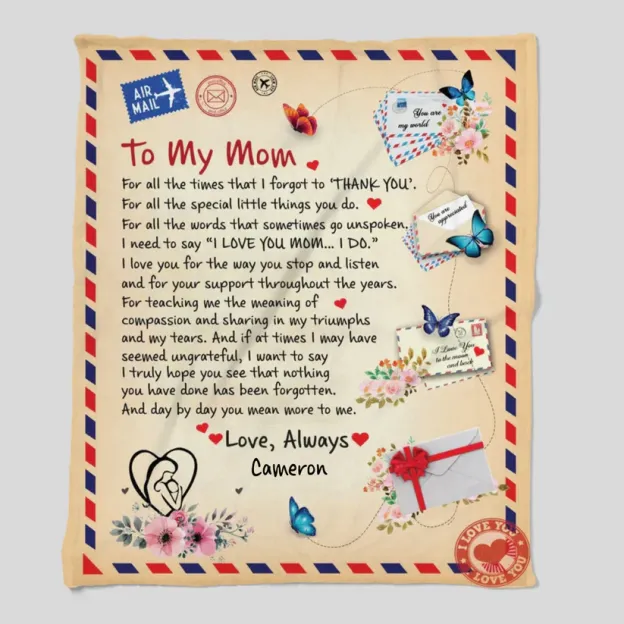 Mom - Personalized Giant Post Card Blanket