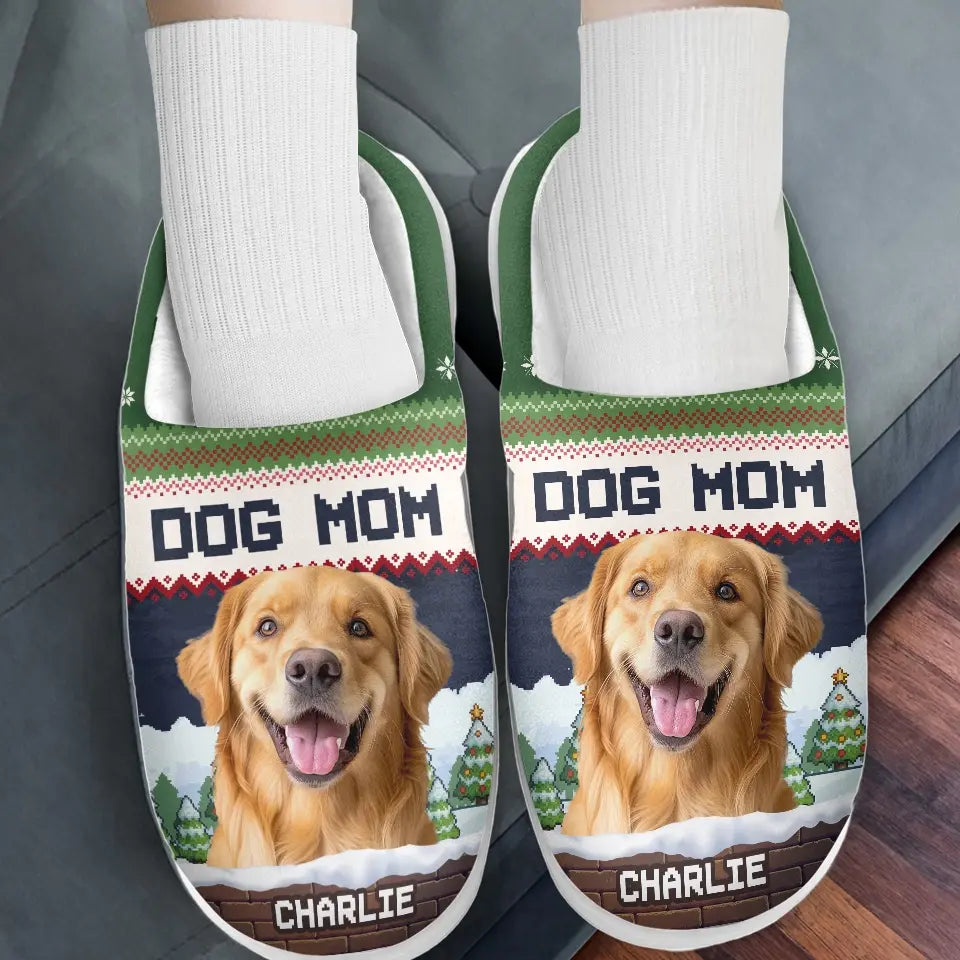 Custom Photo We Woof You A Merry Christmas - Dog & Cat Personalized Custom Fluffy Slippers - Christmas Gift For Pet Owners, Pet Lovers