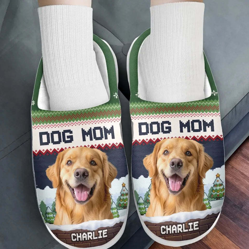 Custom Photo We Woof You A Merry Christmas - Dog & Cat Personalized Custom Fluffy Slippers - Christmas Gift For Pet Owners, Pet Lovers