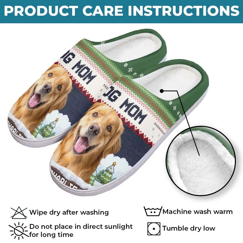 Custom Photo We Woof You A Merry Christmas - Dog & Cat Personalized Custom Fluffy Slippers - Christmas Gift For Pet Owners, Pet Lovers