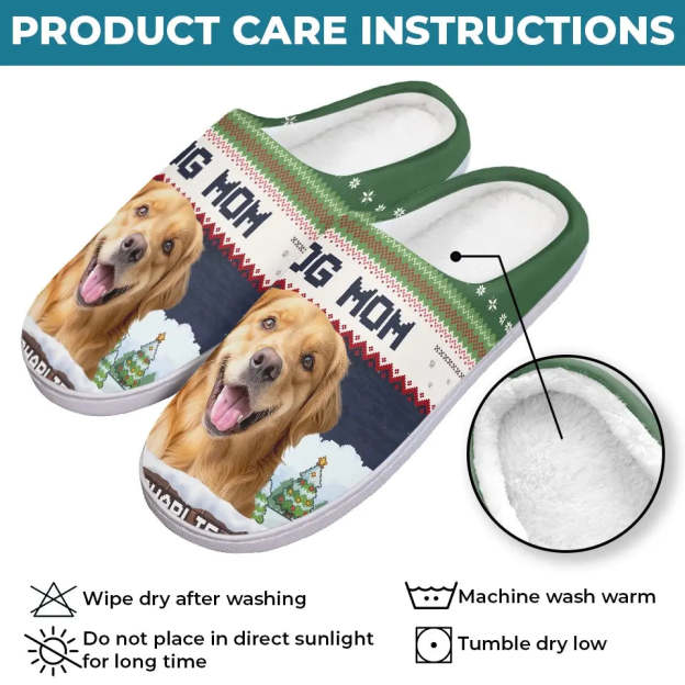 Custom Photo We Woof You A Merry Christmas - Dog & Cat Personalized Custom Fluffy Slippers - Christmas Gift For Pet Owners, Pet Lovers