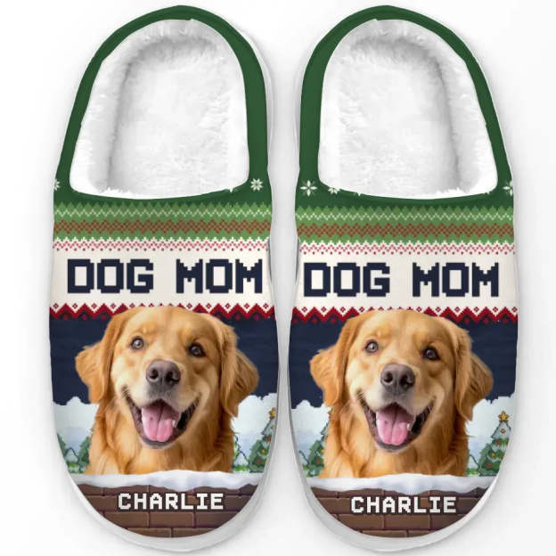 Custom Photo We Woof You A Merry Christmas - Dog & Cat Personalized Custom Fluffy Slippers - Christmas Gift For Pet Owners, Pet Lovers