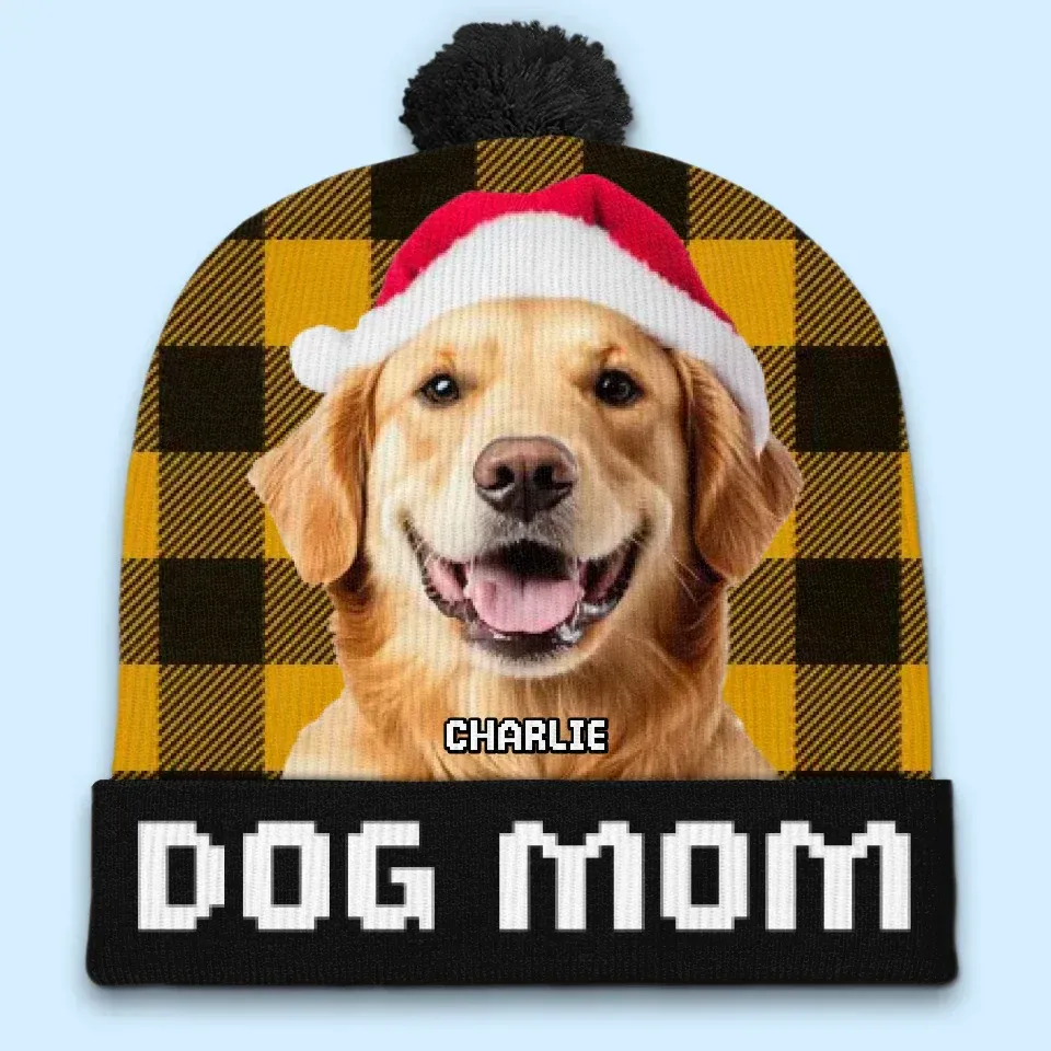 Custom Photo The Best Dog Dad Ever - Dog & Cat Personalized Custom Christmas Beanie Hat - Christmas Gift For Pet Owners, Pet Lovers