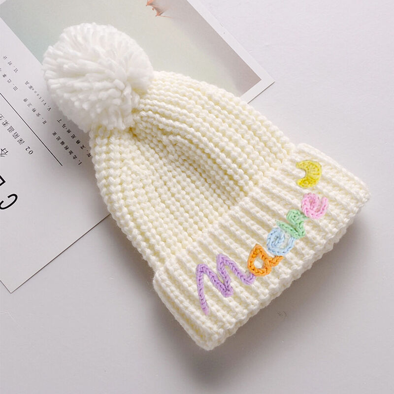 Customized Winter Baby Beanie With Name,Personalize Embroidered Baby Hat With Pom,Knitted Toddler Beanies,Christmas Gift For Baby,Baby Gift