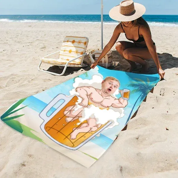 Adult personalized beach towel for muscular men