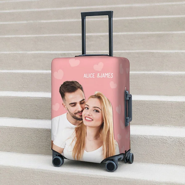 Personalized Character Photo Colorful Luggage Cover with Name Travel Accessories Gift for Travel Lover