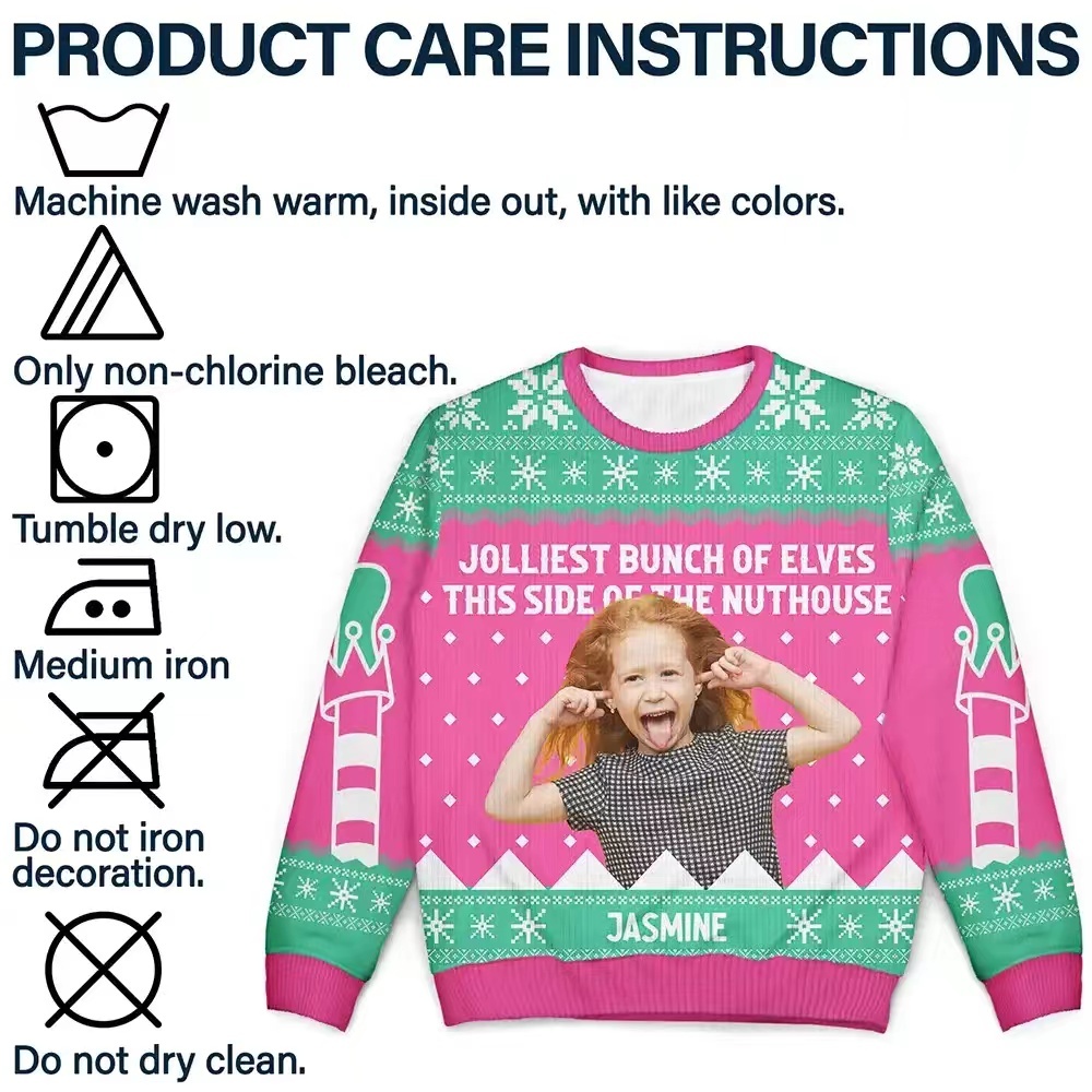 Custom Photo Jolliest Bunch Of Elves - Personalized Unisex Ugly Sweater