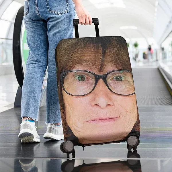Personalized funny face photo custom luggage case