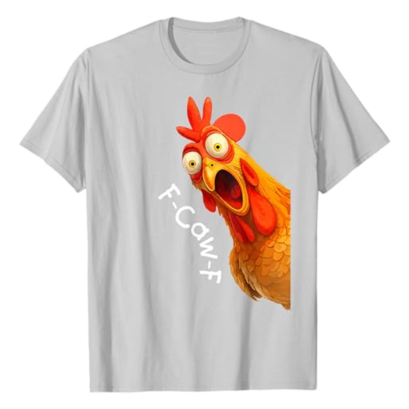 Cotton short-sleeved shirt with rooster print
