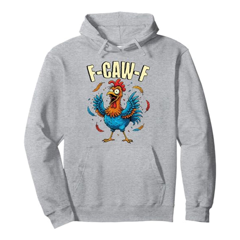 Funny rooster print sweatshirt with hood