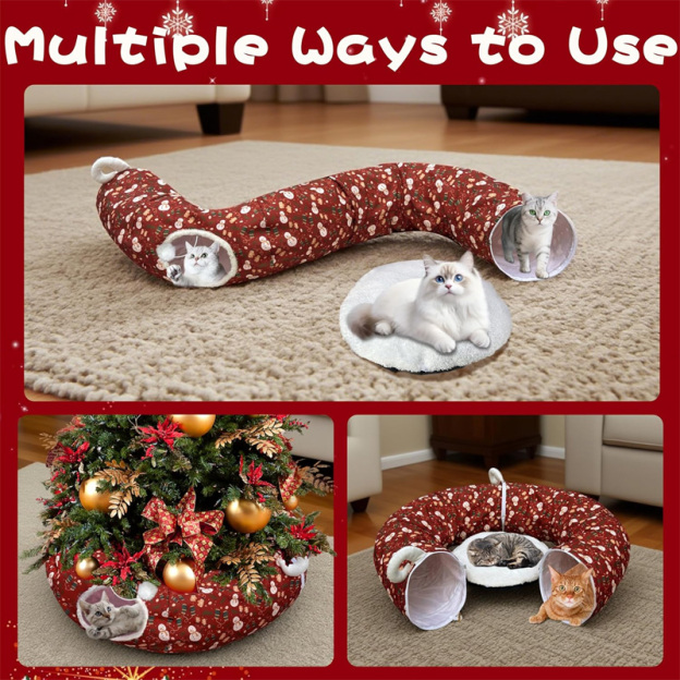 New Christmas Foldable Pet Tunnel