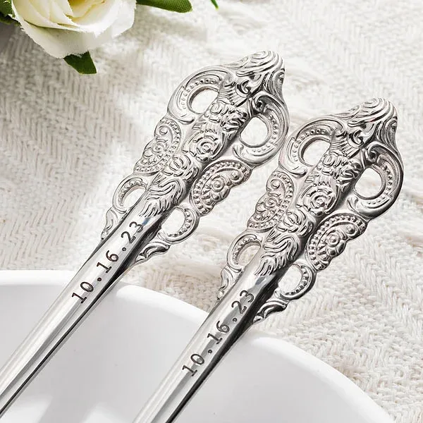 Personalized vintage wedding forks with laser engraving, set of 2