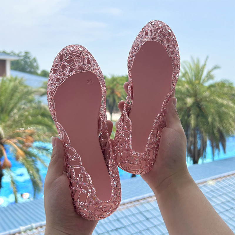 Hollow-out glitter non-slip sandals