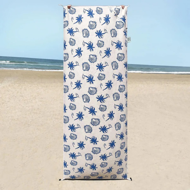 Portable beach towel with pocket