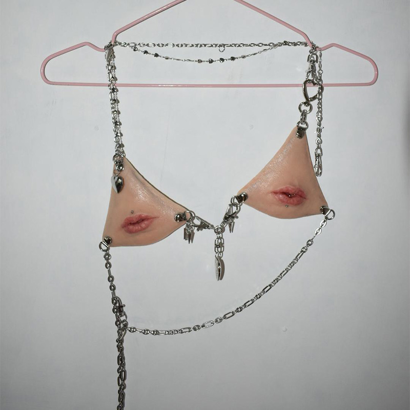 Gothic-style tassel lip-shaped lingerie