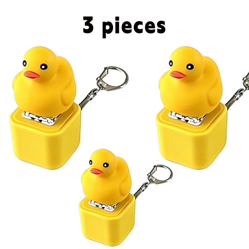 Little Yellow Duck Shaped Stress Relief Button Keychain