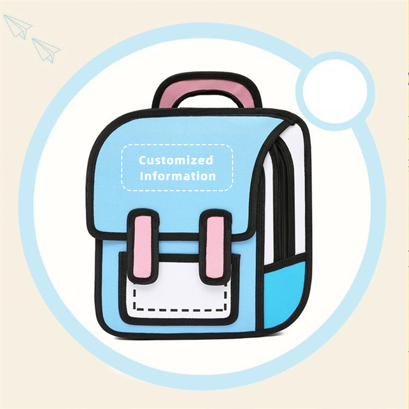 🎒Cute cartoon backpack, drawing style comic fun schoolbag