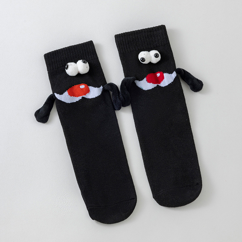 Christmas embroidered magnetic holding hands socks