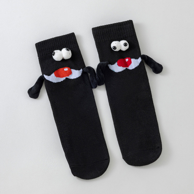 Christmas embroidered magnetic holding hands socks