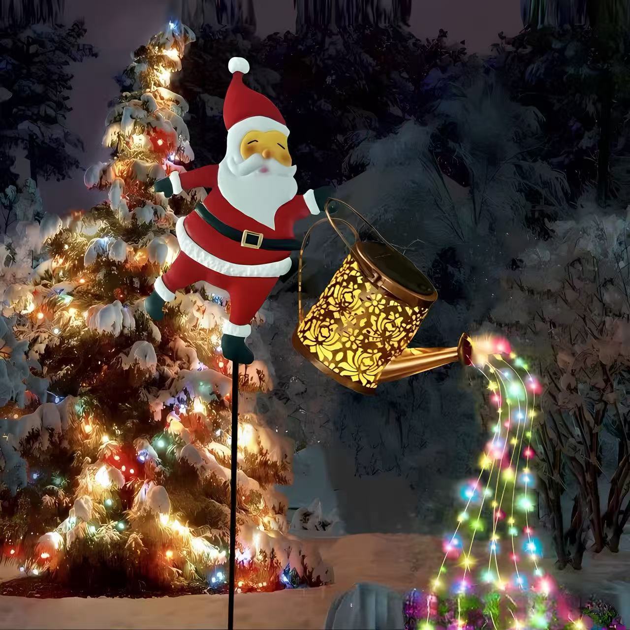 New Santa Claus Watering Can Lamp Ornament