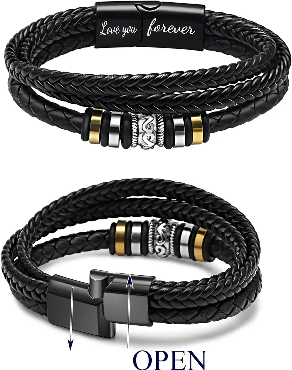 Mens Leather Bracelets Gifts for Husband