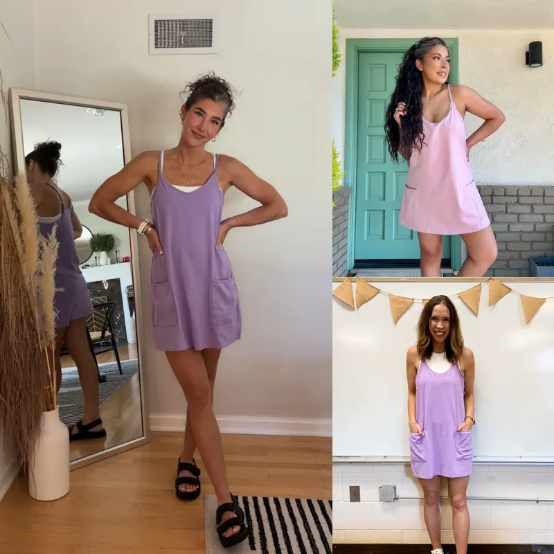 Summer Solid Color Sleeveless Spaghetti Strap Tank Dress Athletic Short Dresses