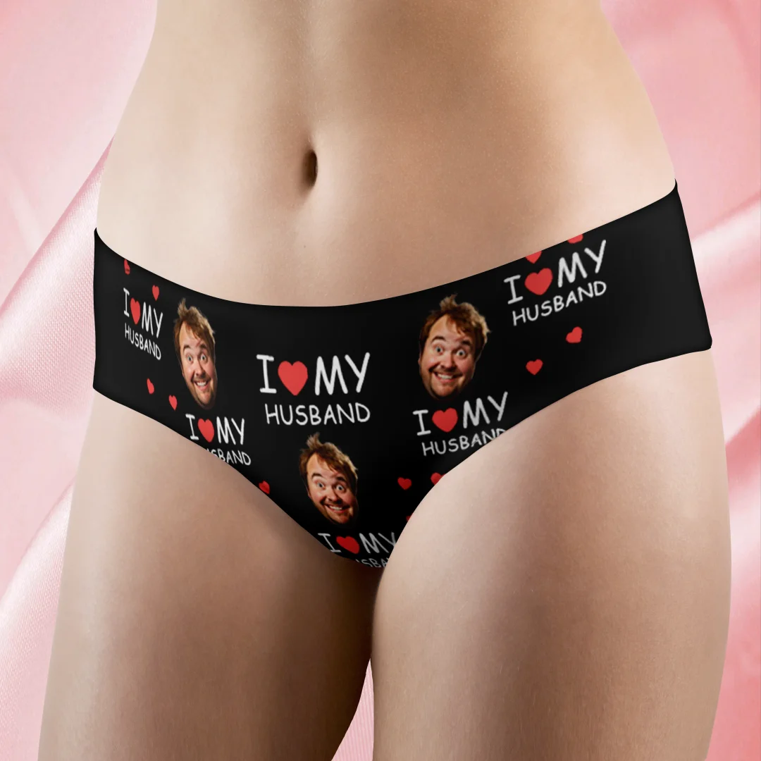 Custom Face Women's Panties I Love My Husband For Girlfriend Style Underwear, Birthday Gifts for Wife and Girlfriend