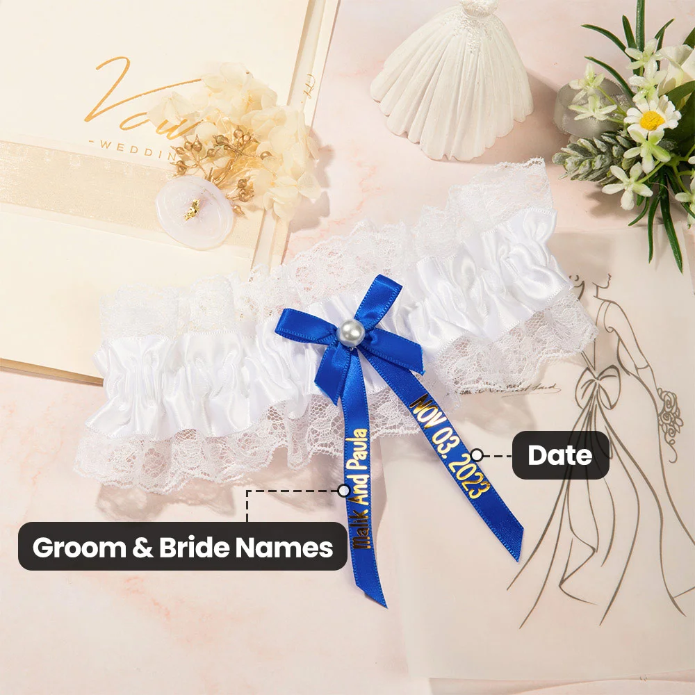 Stretch Pearl Lace Bow Garter