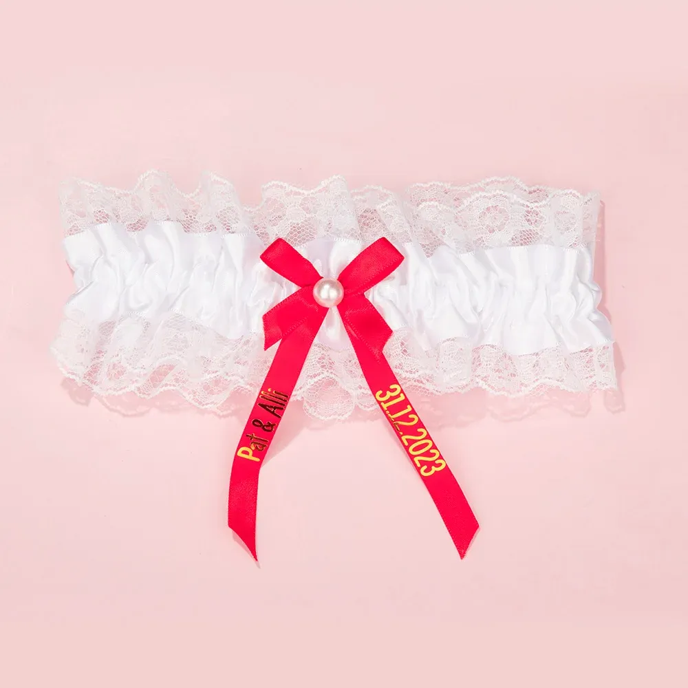 Stretch Pearl Lace Bow Garter